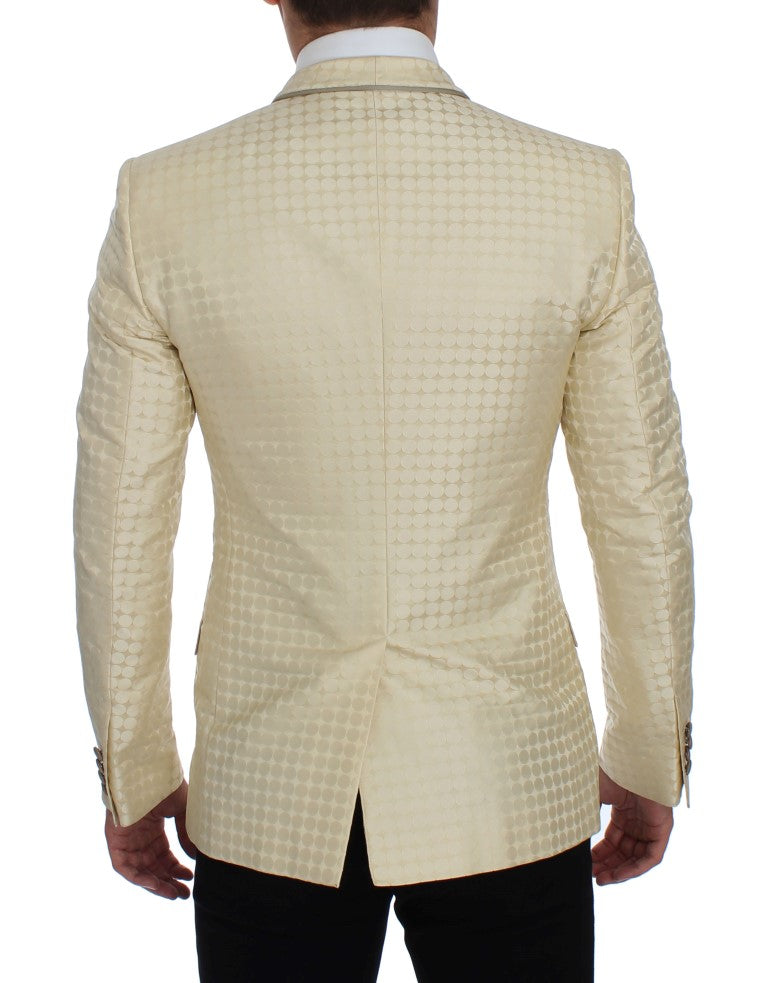 Beige Polka Dot Silk 2 Piece Blazer - Designed by Dolce & Gabbana Available to Buy at a Discounted Price on Moon Behind The Hill Online Designer Discount Store