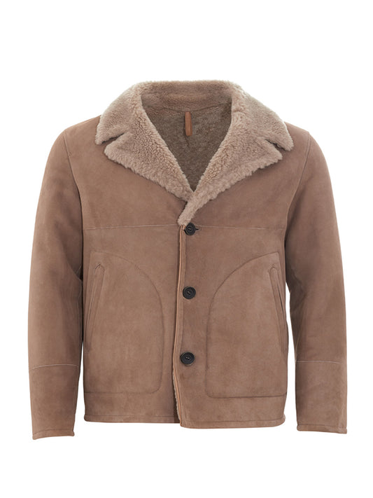 Herno Men's Brown Sheepskin Jacket
