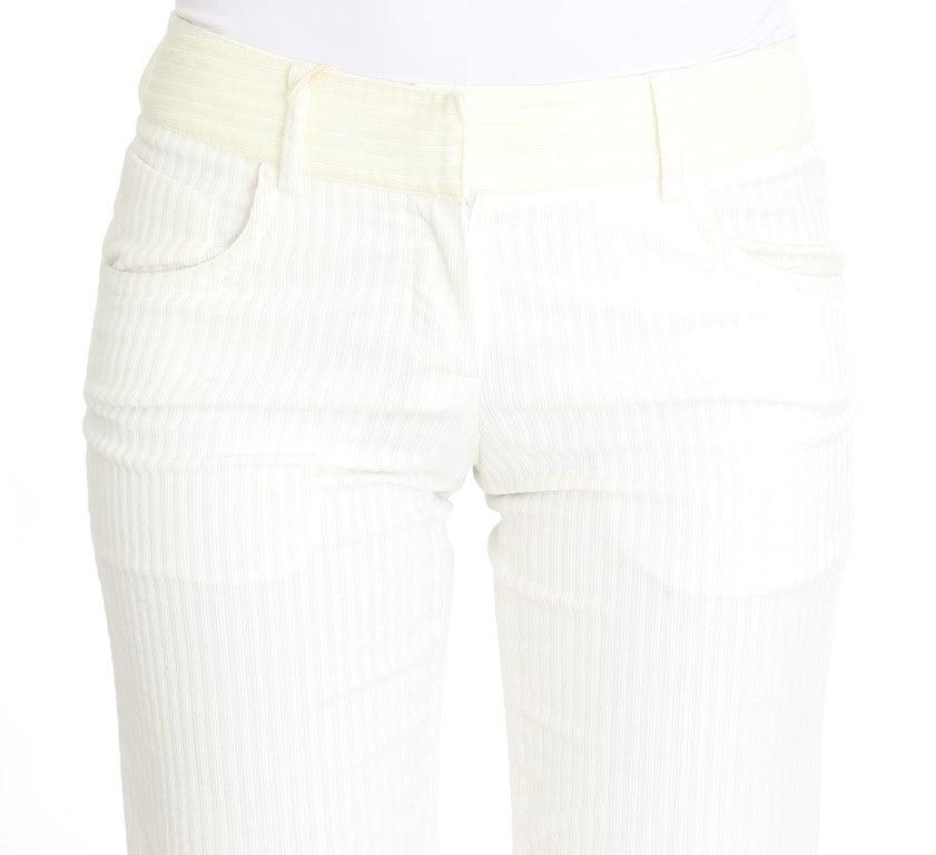 White Striped Straight Fit Pants designed by Ermanno Scervino available from Moon Behind The Hill's Women's Clothing range