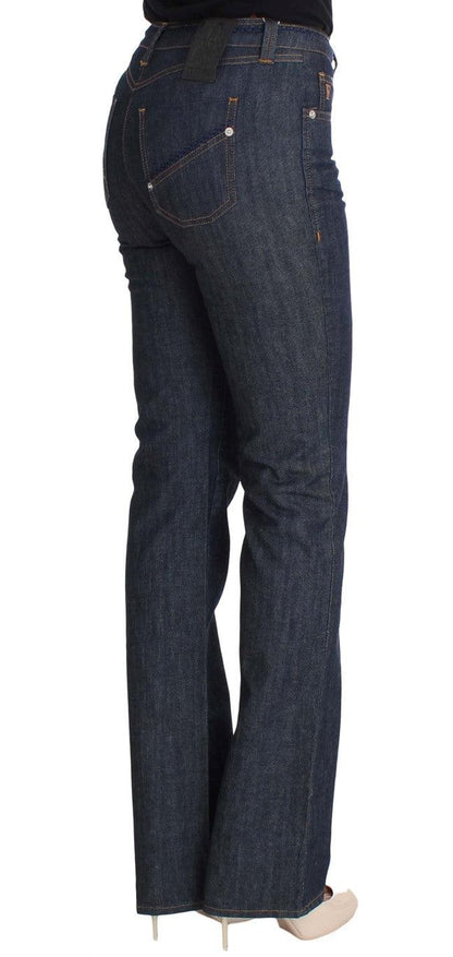 Blue Cotton Denim Flare Boot Cut Jeans - Designed by GF Ferre Available to Buy at a Discounted Price on Moon Behind The Hill Online Designer Discount Store