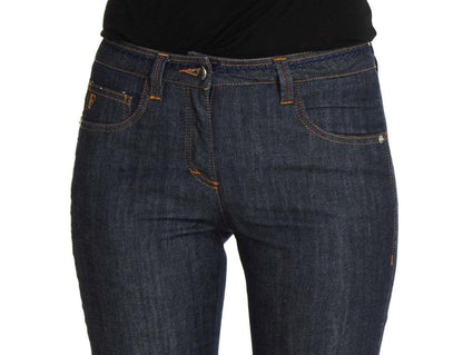 Blue Cotton Denim Flare Boot Cut Jeans - Designed by GF Ferre Available to Buy at a Discounted Price on Moon Behind The Hill Online Designer Discount Store