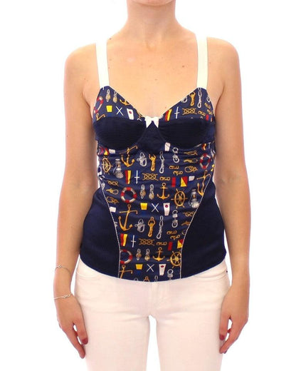 Blue Sailor Motive Tank Top - Designed by Dolce & Gabbana Available to Buy at a Discounted Price on Moon Behind The Hill Online Designer Discount Store