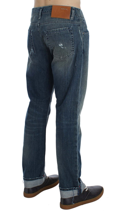Blue Wash Cotton Denim Regular Fit Jeans - Designed by Acht Available to Buy at a Discounted Price on Moon Behind The Hill Online Designer Discount Store
