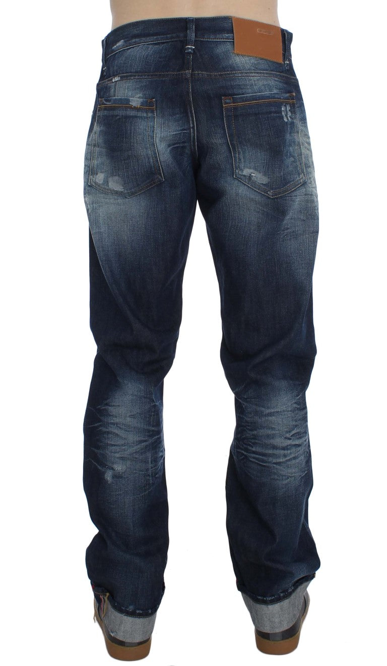 Blue Wash Cotton Denim Regular Fit Jeans - Designed by Acht Available to Buy at a Discounted Price on Moon Behind The Hill Online Designer Discount Store