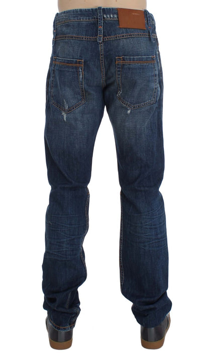 Blue Wash Cotton Denim Slim Fit Jeans - Designed by Acht Available to Buy at a Discounted Price on Moon Behind The Hill Online Designer Discount Store
