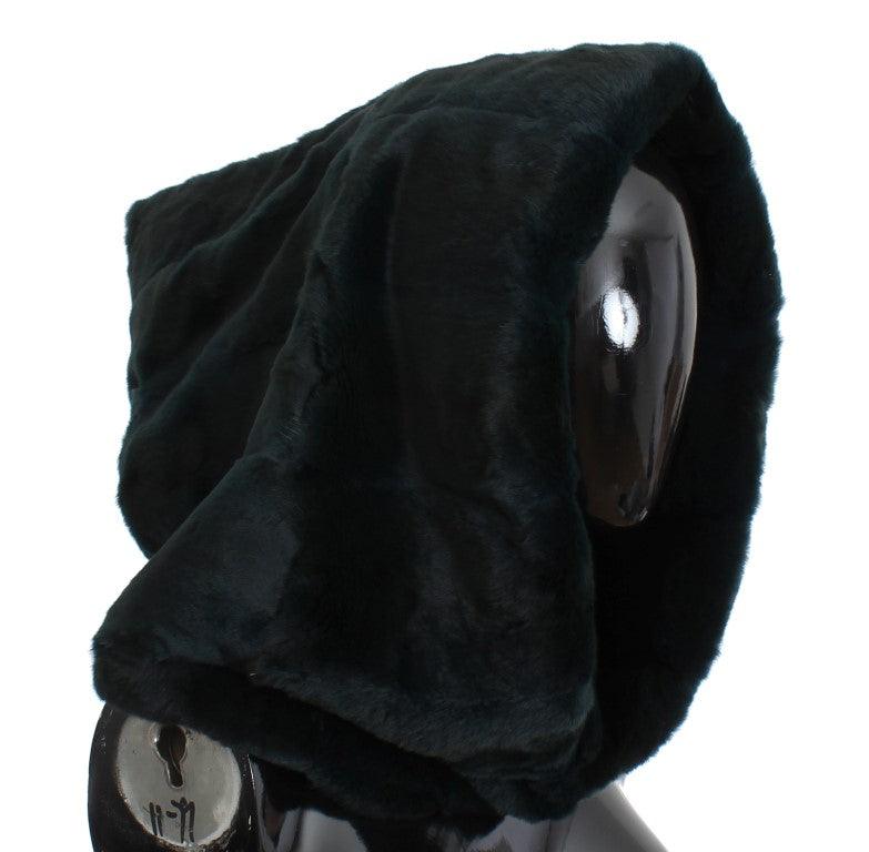 Green Weasel Fur Crochet Hood Scarf Hat - Designed by Dolce & Gabbana Available to Buy at a Discounted Price on Moon Behind The Hill Online Designer Discount Store