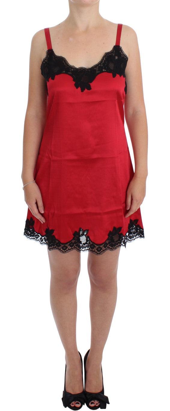 Red Black Silk Lace Dress Lingerie designed by Dolce & Gabbana available from Moon Behind The Hill's Women's Clothing range