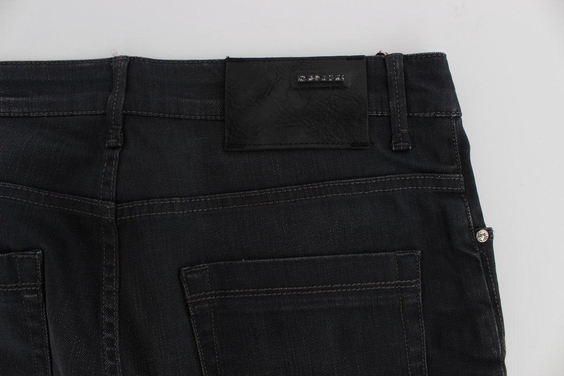 Grey Cotton Stretch Slim Fit Jeans - Designed by Acht Available to Buy at a Discounted Price on Moon Behind The Hill Online Designer Discount Store