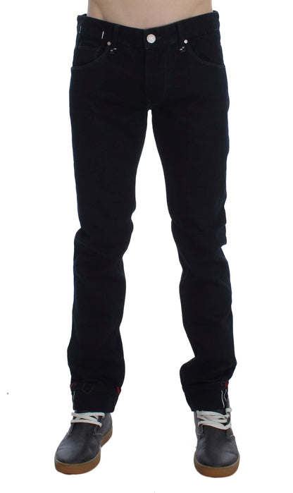 Dark Blue Corduroy Slim Skinny Fit Jeans - Designed by Acht Available to Buy at a Discounted Price on Moon Behind The Hill Online Designer Discount Store