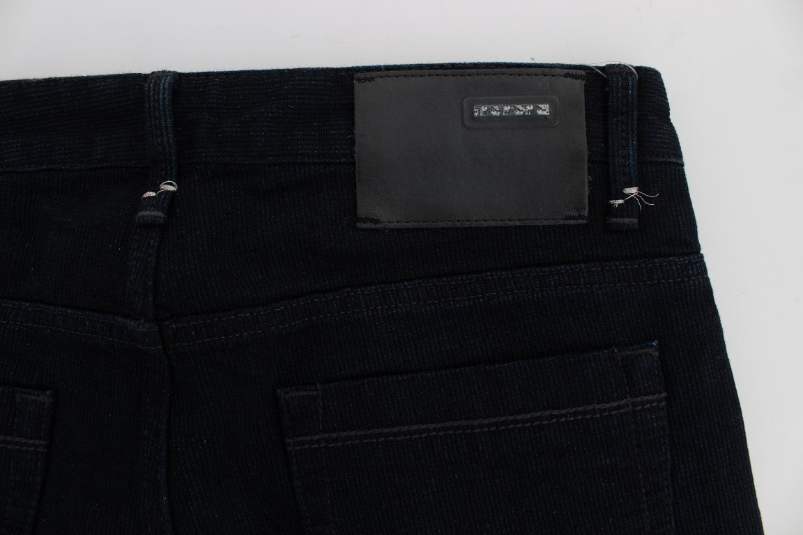 Dark Blue Corduroy Slim Skinny Fit Jeans - Designed by Acht Available to Buy at a Discounted Price on Moon Behind The Hill Online Designer Discount Store
