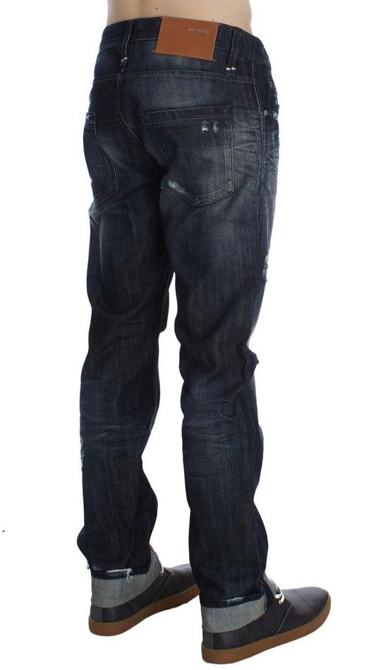 Blue Cotton Regular Straight Fit Jeans - Designed by Acht Available to Buy at a Discounted Price on Moon Behind The Hill Online Designer Discount Store