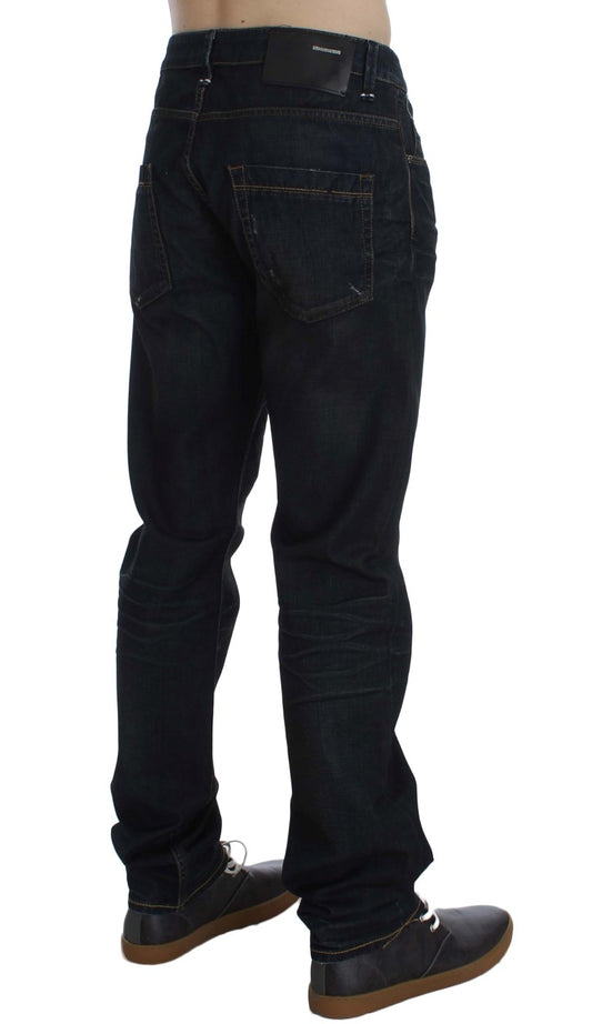 Blue Wash Cotton Denim Straight Fit Jeans - Designed by Acht Available to Buy at a Discounted Price on Moon Behind The Hill Online Designer Discount Store