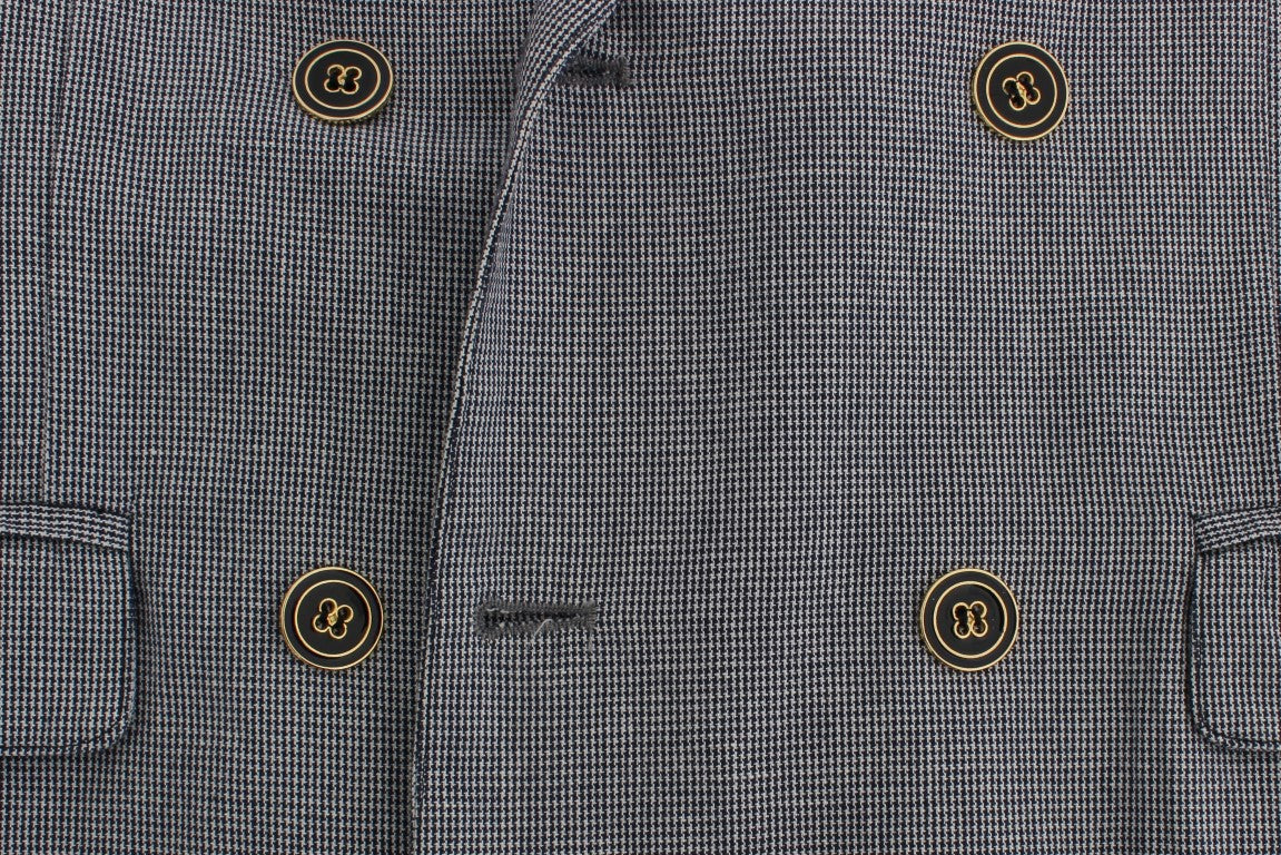 Blue Double Breasted Regular Fit Blazer - Designed by Master Coat Available to Buy at a Discounted Price on Moon Behind The Hill Online Designer Discount Store