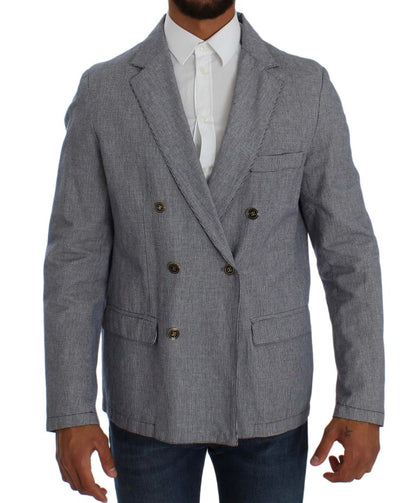 Blue Double Breasted Regular Fit Blazer - Designed by Master Coat Available to Buy at a Discounted Price on Moon Behind The Hill Online Designer Discount Store