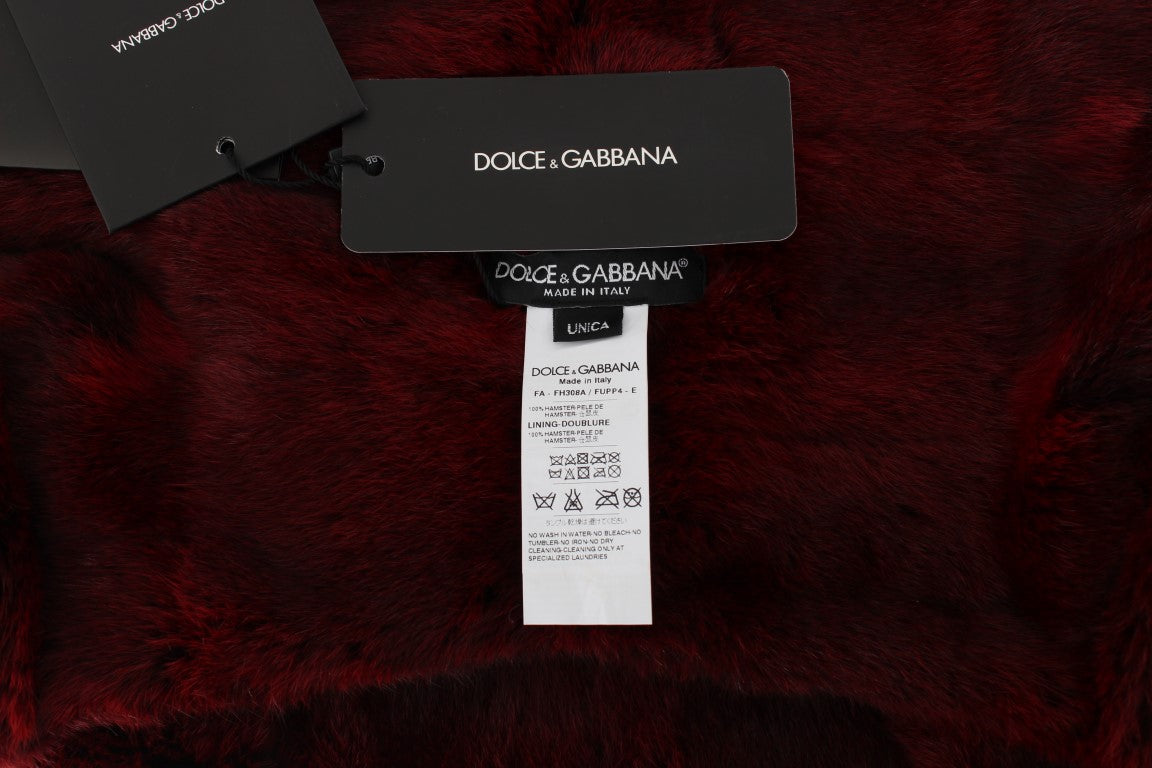 Bordeaux Hamster Fur Crochet Hood Scarf Hat - Designed by Dolce & Gabbana Available to Buy at a Discounted Price on Moon Behind The Hill Online Designer Discount Store