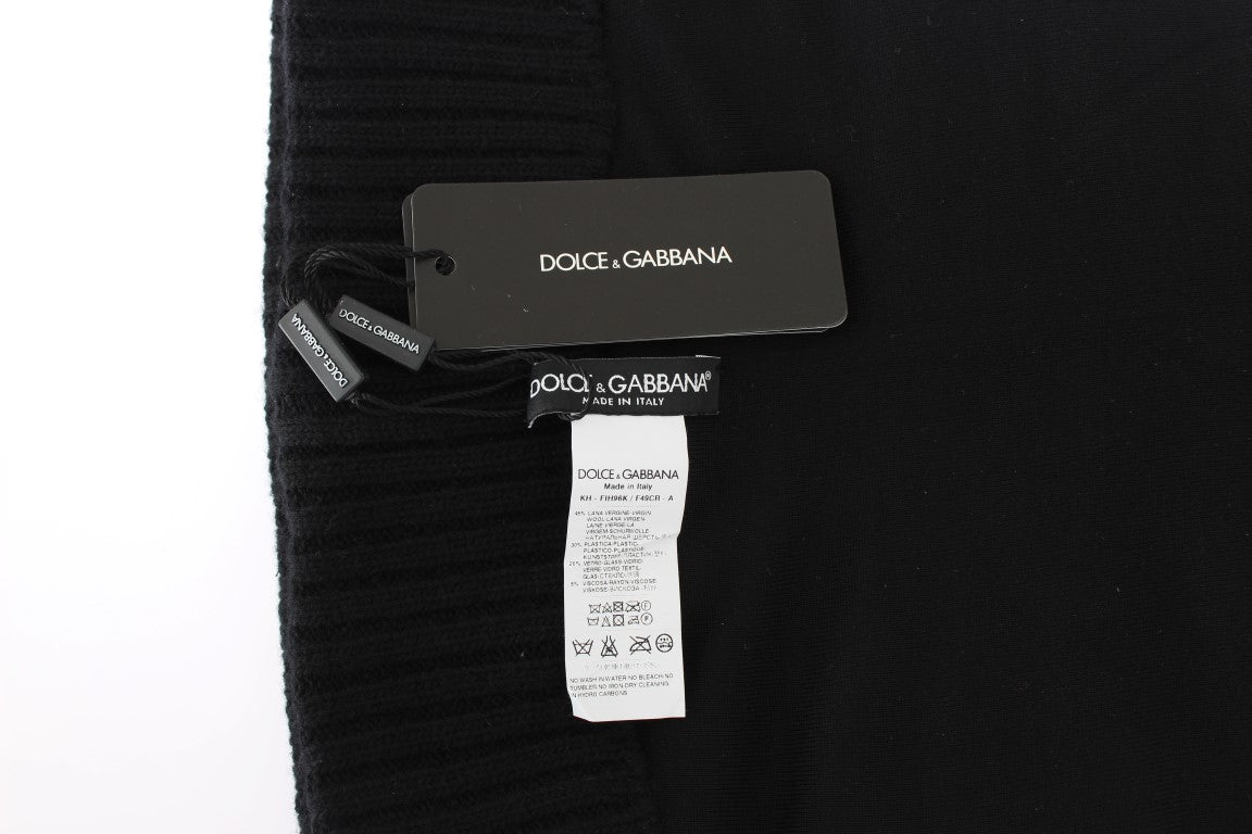 Dolce & Gabbana Black Knitted Sequin Hood Scarf Hat - Designed by Dolce & Gabbana Available to Buy at a Discounted Price on Moon Behind The Hill Online Designer Discount Store