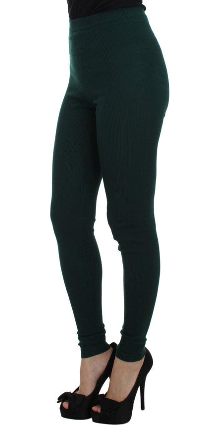 Green Cashmere Stretch Tights Pants - Designed by Dolce & Gabbana Available to Buy at a Discounted Price on Moon Behind The Hill Online Designer Discount Store
