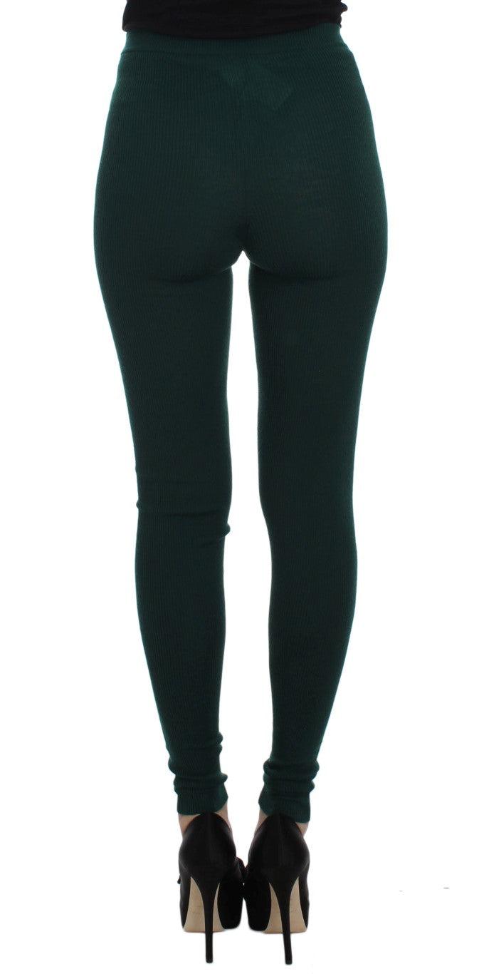 Green Cashmere Stretch Tights Pants - Designed by Dolce & Gabbana Available to Buy at a Discounted Price on Moon Behind The Hill Online Designer Discount Store