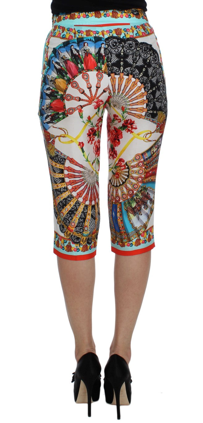 Multicolor Majolica Sicily Silk Pants designed by Dolce & Gabbana available from Moon Behind The Hill's Women's Clothing range