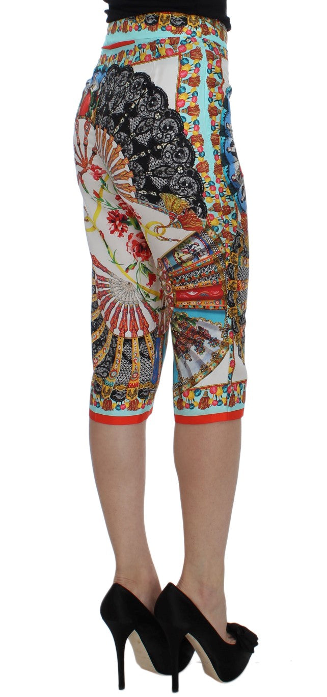 Multicolor Majolica Sicily Silk Pants designed by Dolce & Gabbana available from Moon Behind The Hill's Women's Clothing range