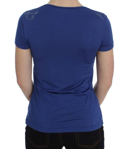 Blue Modal Stretch T-shirt - Designed by Ermanno Scervino Available to Buy at a Discounted Price on Moon Behind The Hill Online Designer Discount Store