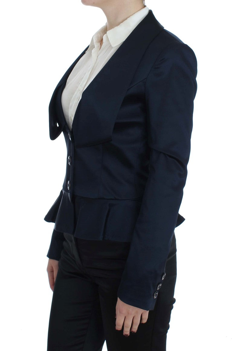 Blue Three Button Single Breasted Blazer Jacket - Designed by Exte Available to Buy at a Discounted Price on Moon Behind The Hill Online Designer Discount Store