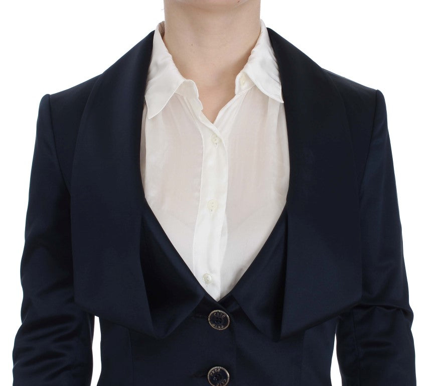 Blue Three Button Single Breasted Blazer Jacket - Designed by Exte Available to Buy at a Discounted Price on Moon Behind The Hill Online Designer Discount Store