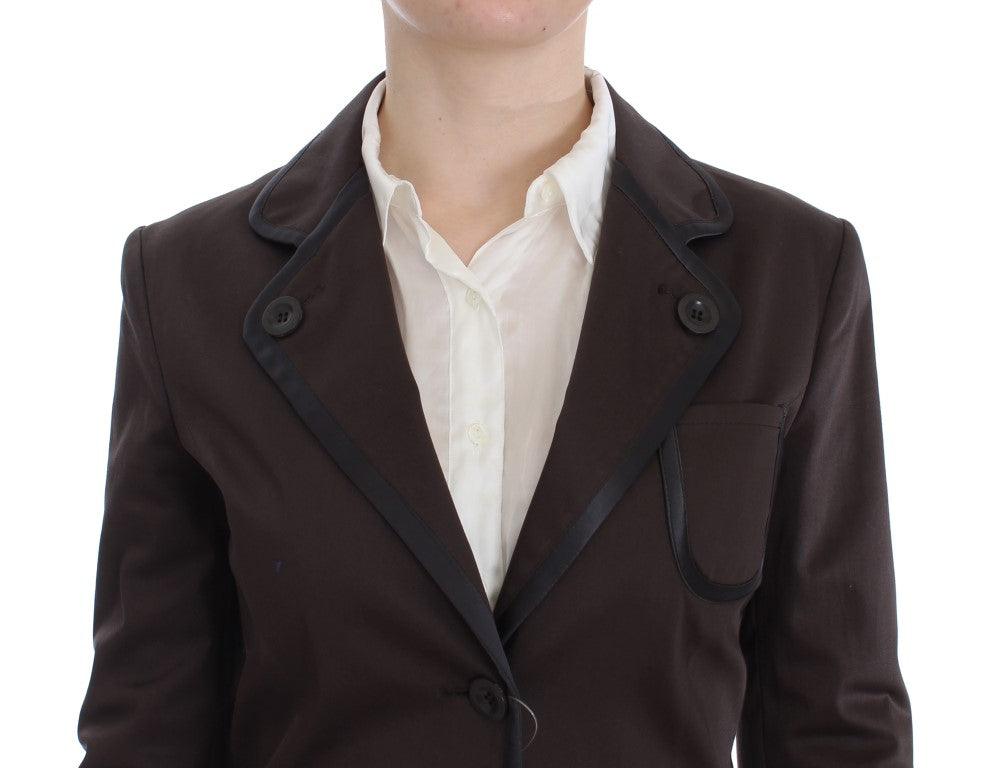 Brown Stretch Two Button Suit - Designed by Exte Available to Buy at a Discounted Price on Moon Behind The Hill Online Designer Discount Store