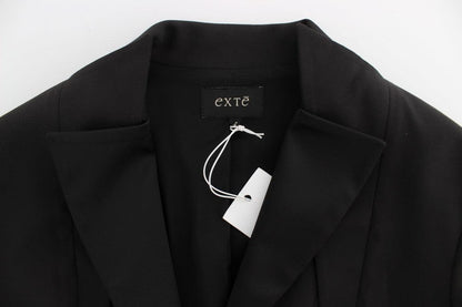 Black Stretch Single Breasted Blazer Jacket - Designed by Exte Available to Buy at a Discounted Price on Moon Behind The Hill Online Designer Discount Store