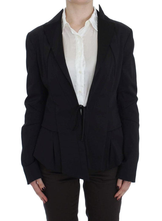 Black Stretch Single Breasted Blazer Jacket - Designed by Exte Available to Buy at a Discounted Price on Moon Behind The Hill Online Designer Discount Store