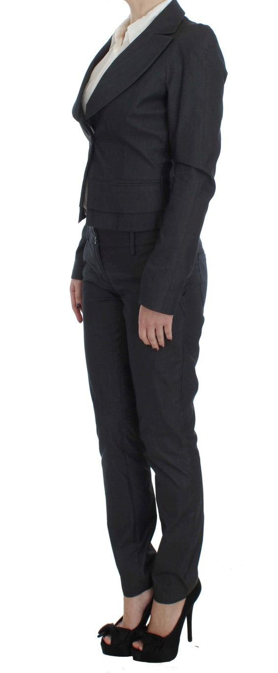 Gray One Button Two Piece Suit - Designed by Exte Available to Buy at a Discounted Price on Moon Behind The Hill Online Designer Discount Store