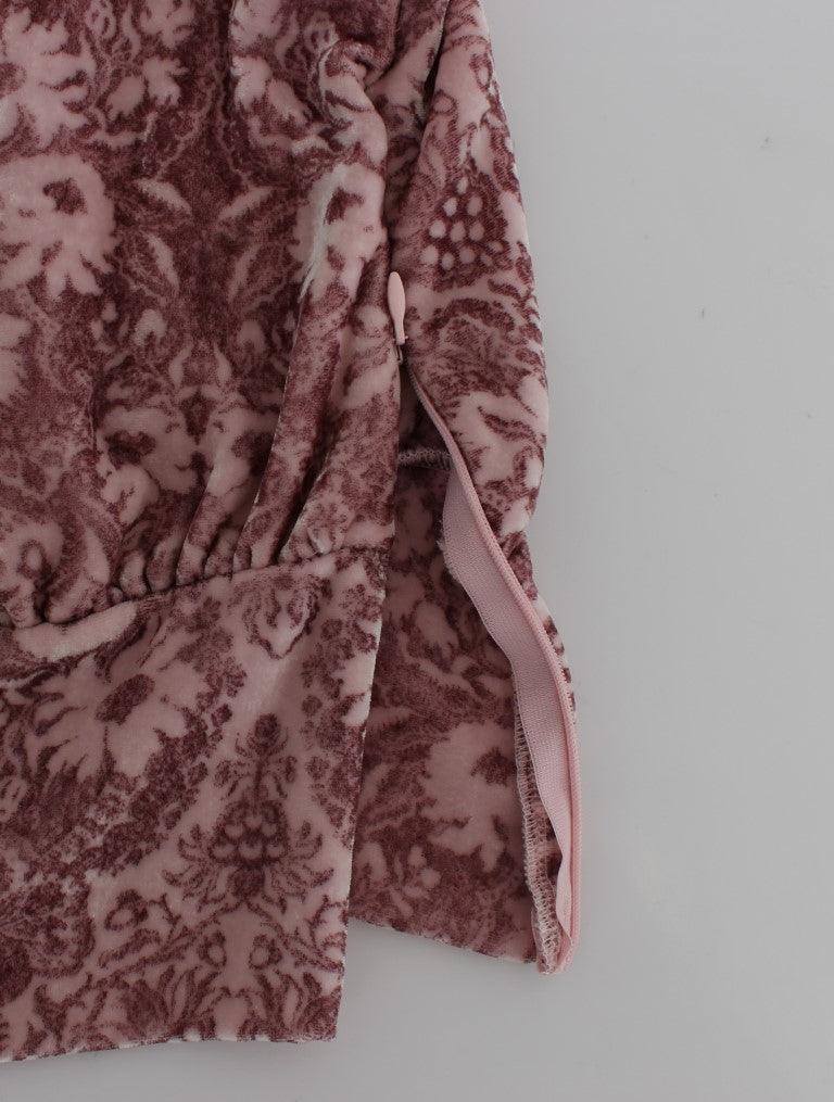 Pink Floral Print Viscose Silk Blouse Top designed by Exte available from Moon Behind The Hill's Women's Clothing range