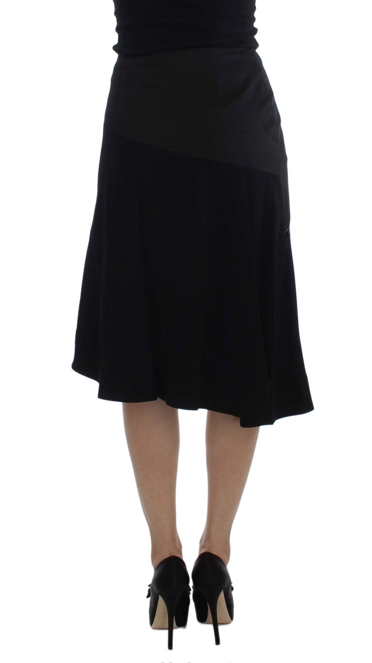 Exte Black Blue Cotton Stretch Straight Skirt - Designed by Exte Available to Buy at a Discounted Price on Moon Behind The Hill Online Designer Discount Store