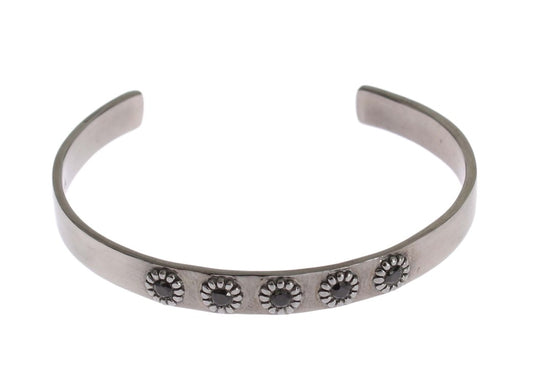 Black Crystal 925 Silver Bangle Bracelet - Designed by Nialaya Available to Buy at a Discounted Price on Moon Behind The Hill Online Designer Discount Store