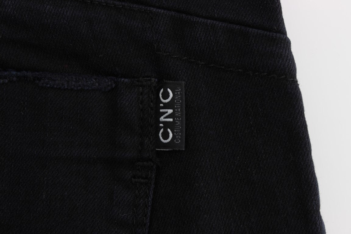 Black Cotton Slim Fit Cropped Jeans - Designed by Costume National Available to Buy at a Discounted Price on Moon Behind The Hill Online Designer Discount Store