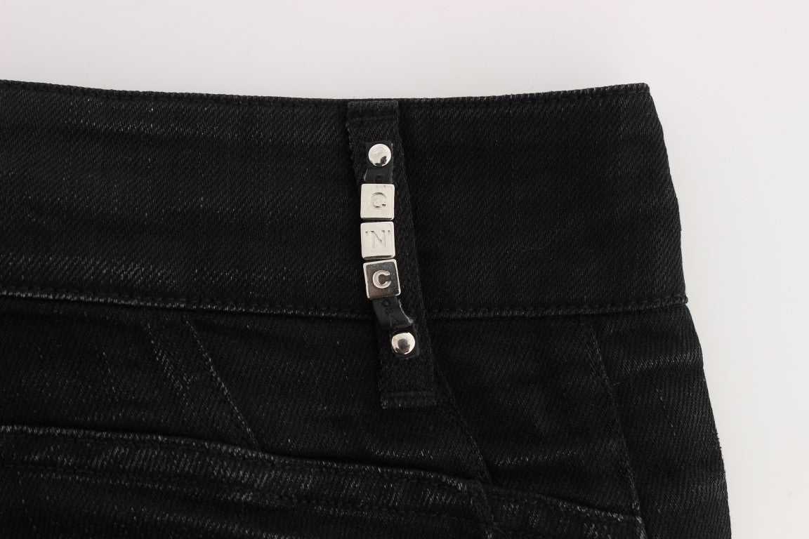 Black Cotton Slouchy Slims Fit Jeans - Designed by Costume National Available to Buy at a Discounted Price on Moon Behind The Hill Online Designer Discount Store
