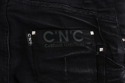 Black Cotton Slouchy Slims Fit Jeans - Designed by Costume National Available to Buy at a Discounted Price on Moon Behind The Hill Online Designer Discount Store