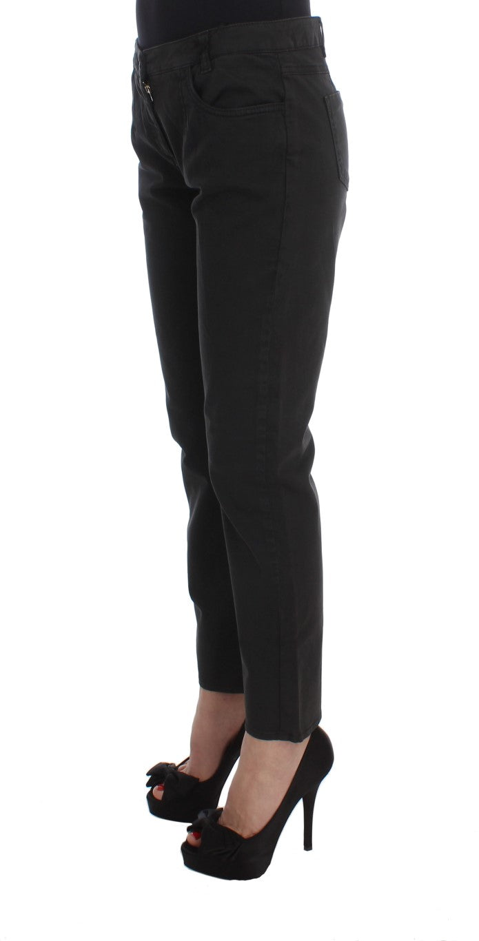 Black Cotton Capri Cropped Denim Jeans - Designed by Costume National Available to Buy at a Discounted Price on Moon Behind The Hill Online Designer Discount Store
