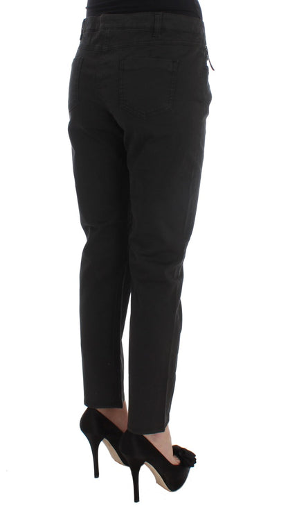 Black Cotton Capri Cropped Denim Jeans - Designed by Costume National Available to Buy at a Discounted Price on Moon Behind The Hill Online Designer Discount Store