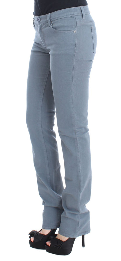 Blue Cotton Blend Slim Fit Bootcut Jeans - Designed by Ermanno Scervino Available to Buy at a Discounted Price on Moon Behind The Hill Online Designer Discount Store