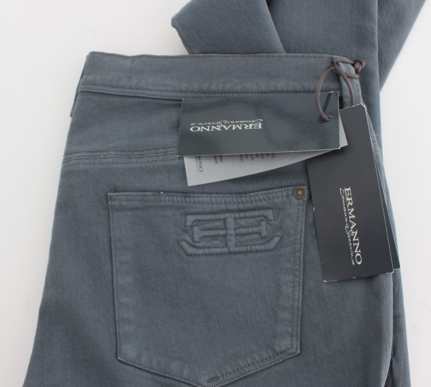 Blue Cotton Blend Slim Fit Bootcut Jeans - Designed by Ermanno Scervino Available to Buy at a Discounted Price on Moon Behind The Hill Online Designer Discount Store