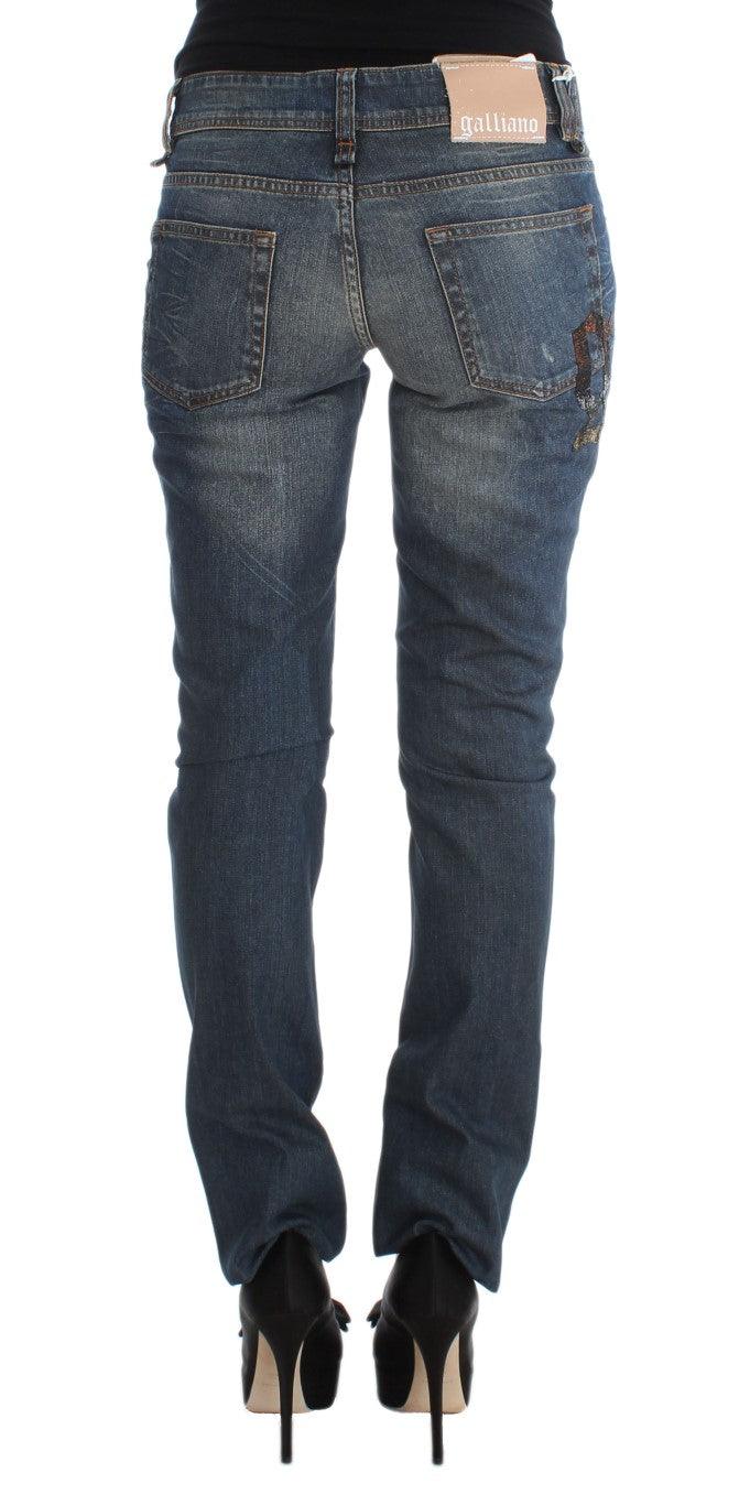 Blue Wash Cotton Blend Slim Fit Jeans - Designed by John Galliano Available to Buy at a Discounted Price on Moon Behind The Hill Online Designer Discount Store