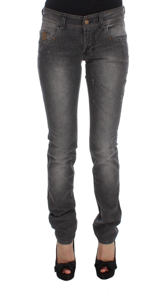 Gray Wash Cotton Blend Slim Fit Stretch Jeans - Designed by John Galliano Available to Buy at a Discounted Price on Moon Behind The Hill Online Designer Discount Store