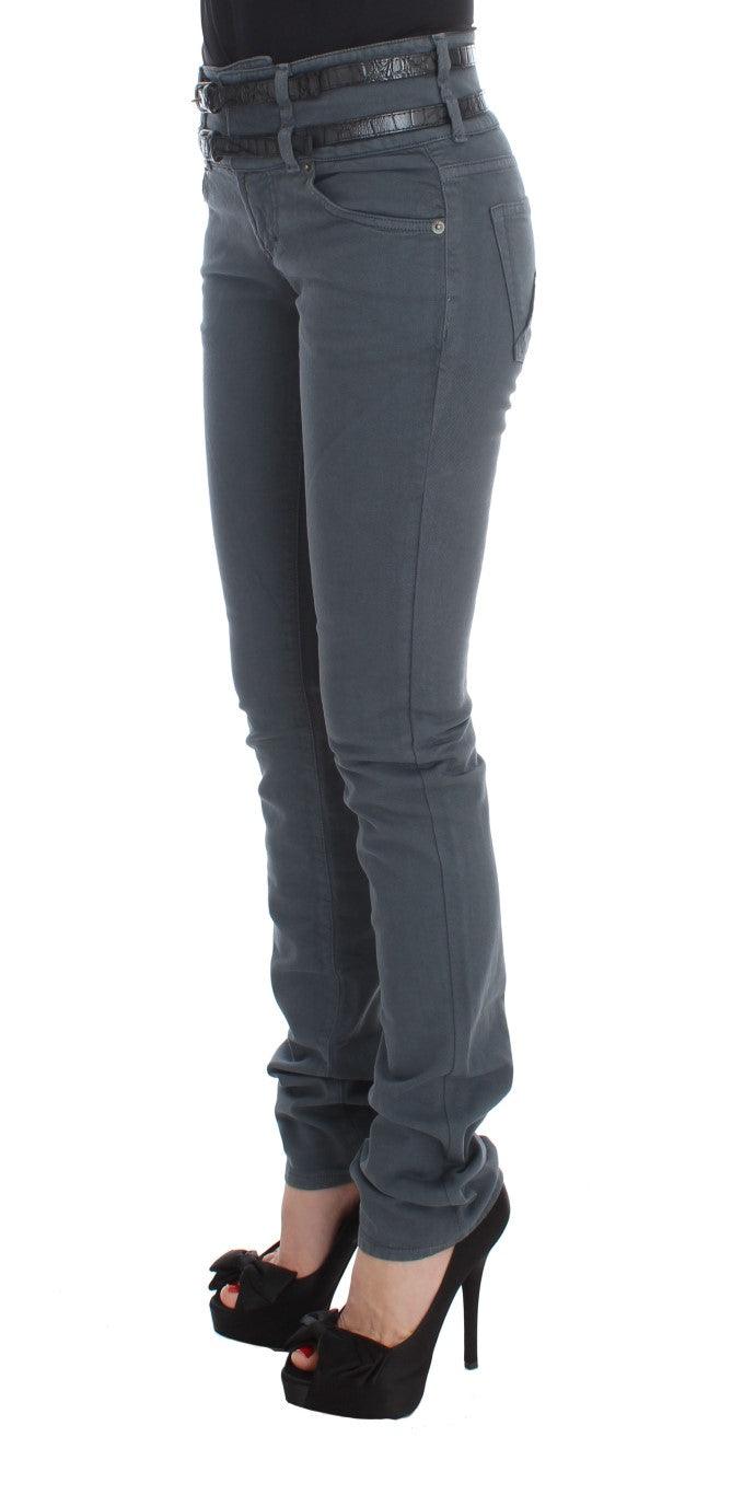 Blue Cotton Blend Slim Fit High Waist Jeans - Designed by John Galliano Available to Buy at a Discounted Price on Moon Behind The Hill Online Designer Discount Store
