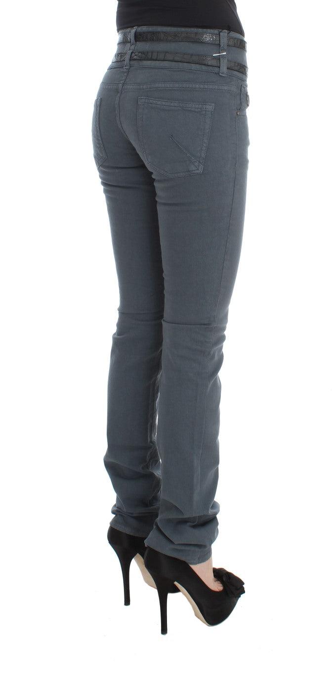 Blue Cotton Blend Slim Fit High Waist Jeans - Designed by John Galliano Available to Buy at a Discounted Price on Moon Behind The Hill Online Designer Discount Store