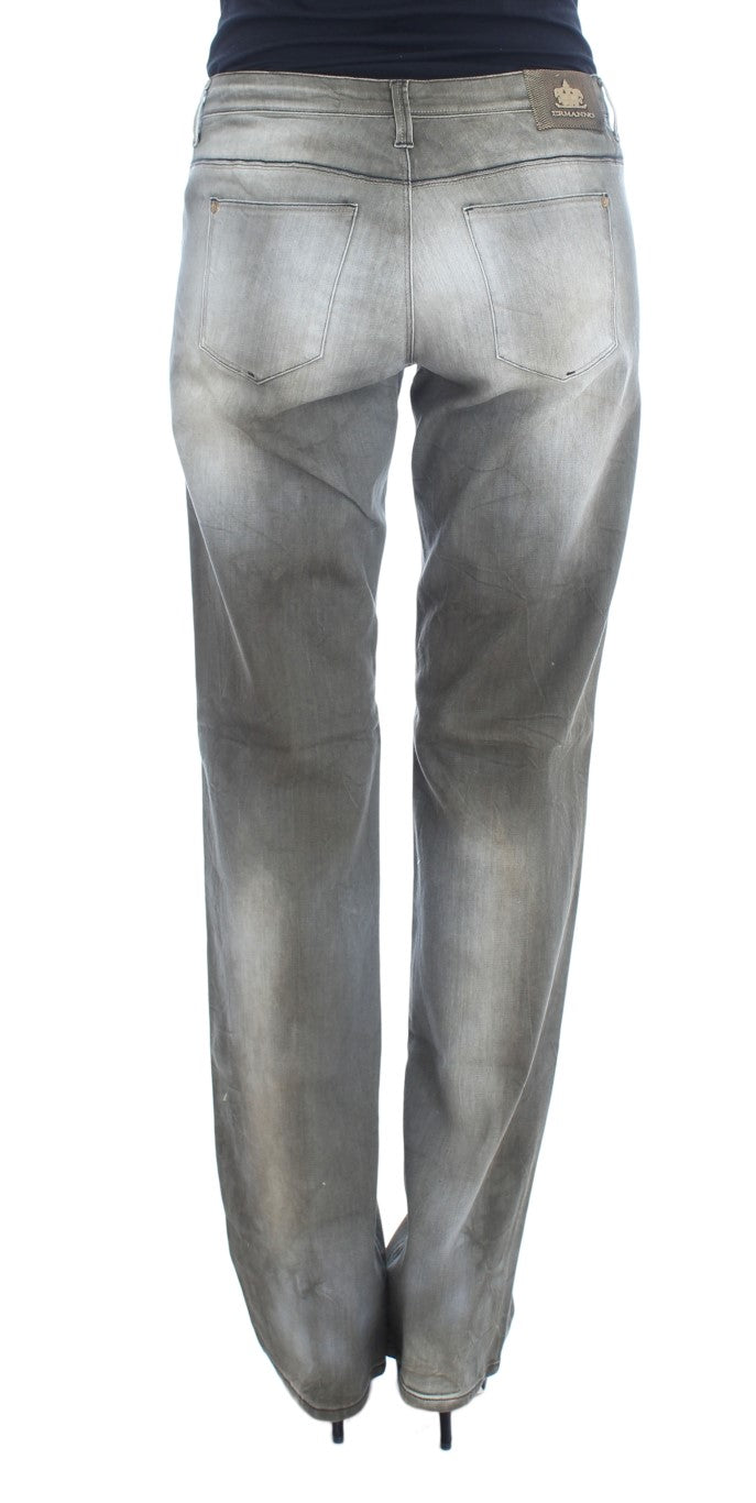 Gray Cotton Blend Loose Fit Boyfriend Jeans - Designed by Ermanno Scervino Available to Buy at a Discounted Price on Moon Behind The Hill Online Designer Discount Store
