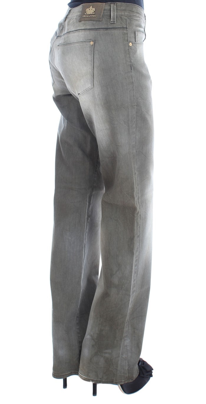Gray Cotton Blend Loose Fit Boyfriend Jeans - Designed by Ermanno Scervino Available to Buy at a Discounted Price on Moon Behind The Hill Online Designer Discount Store