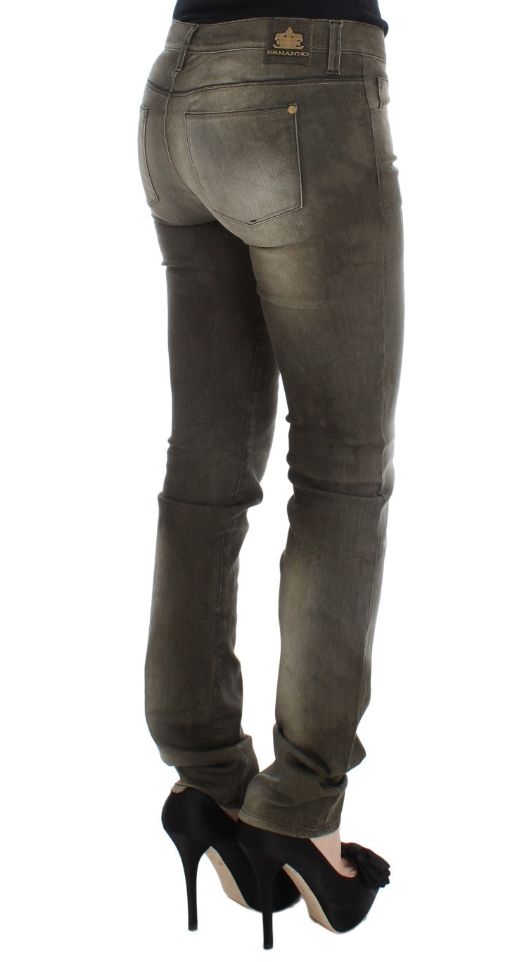 Gray Wash Cotton Blend Slim Fit Jeans designed by Ermanno Scervino available from Moon Behind The Hill's Women's Clothing range