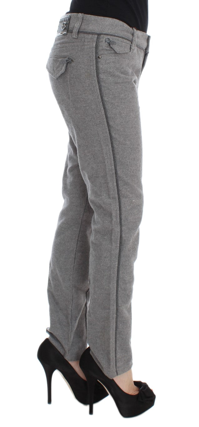 Gray Cotton Straight Fit Casual Pants - Designed by Ermanno Scervino Available to Buy at a Discounted Price on Moon Behind The Hill Online Designer Discount Store