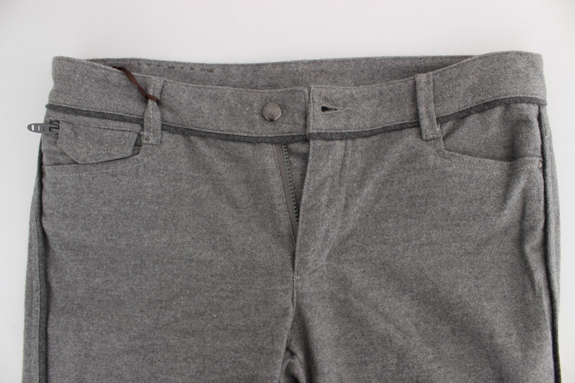 Gray Cotton Straight Fit Casual Pants - Designed by Ermanno Scervino Available to Buy at a Discounted Price on Moon Behind The Hill Online Designer Discount Store
